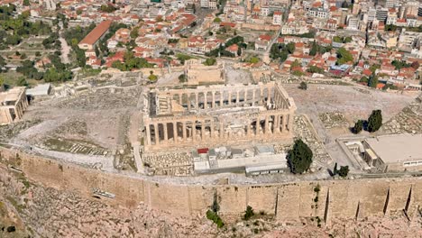 Parthenon-Temple-in-Acropolis-Athens-Greece,-Aerial-Graphics-Animation-View