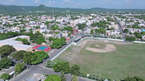Aerial-shot-of-settlement-in-Bani-City-in-Peravia-Province,-Dominican-Republic