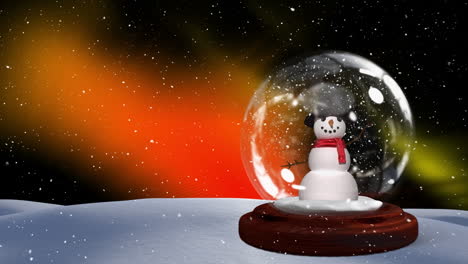 Christmas-animation-of-snowman-couple-on-snowy-landscape-4k