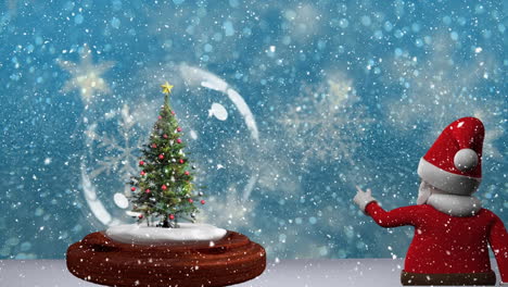 Hermosa-Animación-Navideña-De-árbol-De-Navidad-En-Globo-De-Nieve-Y-Santa-Claus-4k