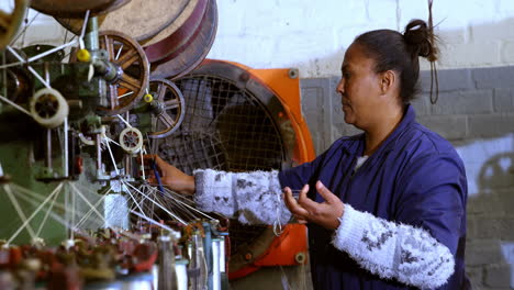 Female-worker-working-in-rope-making-industry-4k