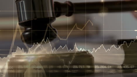 Conceptual-digital-animation-of-a-business-graph-against-the-financial-figures-on-the-screen-4k