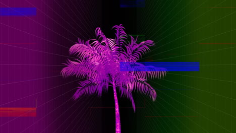 Purple-palm-on-a-colorful-background-with-TV-crackling-animation