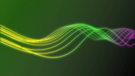 Colourful-lightning-flashes-and-wavy-lines-on-a-dark-green-background