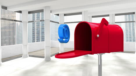 Red-mailbox-in-a-room