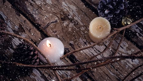Falling-snow-with-Christmas-candles-decoration