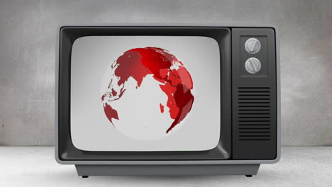 Fernseher-Mit-Rotierender-Weltkugel-Auf-Dem-Bildschirm