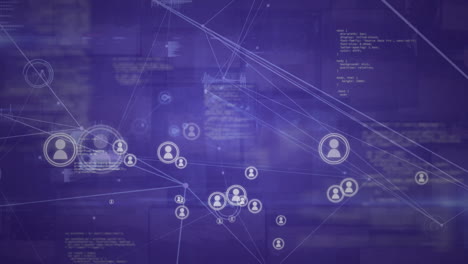 Netzwerk-Aus-Daten-Und-Verbindungen-Auf-Violettem-Hintergrund