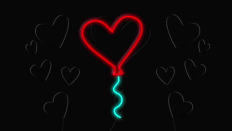 Neon-sign-showing-hearts-and-heart-shaped-balloon