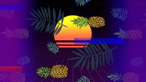 -Pineapple-with-sunset-with-colorful-sizzle-strip-