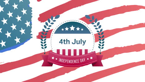4-De-Julio,-Texto-Del-Día-De-La-Independencia-En-Pancarta-Y-Bandera-Americana