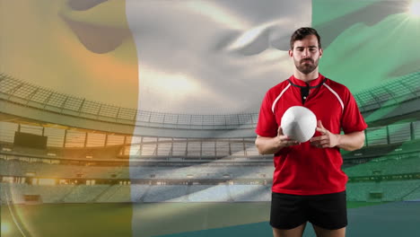 Professional-rugby-player-standing-in-front-of-a-flag-and-stadium