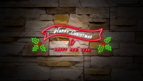 Happy-Christmas-&-Happy-New-Year-neon-sign-on-wall