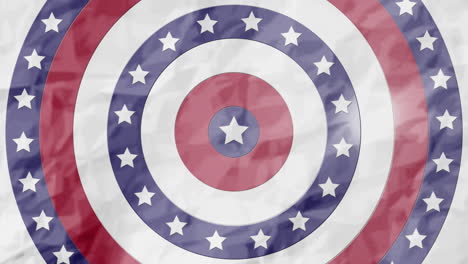 Amerikanische-Flagge-Mit-Sich-Drehenden-Weißen-Sternen-Mit-Weißen,-Blauen-Und-Roten-Kreisen