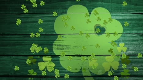 Animation-Von-Fallenden-Kleeblättern-Mit-Kleeblättern-Im-Hintergrund-Für-St.-Patricks-Tag