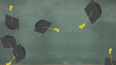 Sombrero-De-Graduación-Cayendo-Sobre-Fondo-Gris