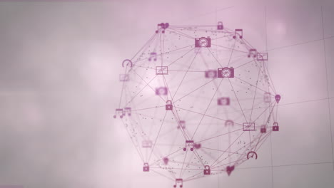 Globus-Des-Netzwerks-Der-Verbindung-Gegen-Rauchwolken-Auf-Rosa-Hintergrund