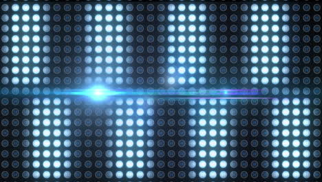 Animation-of-glowing-blue-spots-of-light-of-digital-display-on-black-background