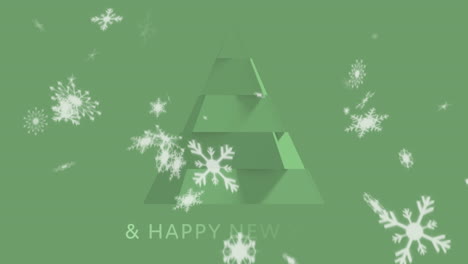 -Merry-Christmas-Happy-New-Year-text-against-Christmas-tree-and-snowflakes-falling