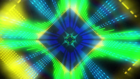 Animation-of-yellow,-green-and-blue-diamond-shapes-pulsating