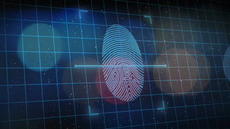 Digital-security-padlock-and-fingerprint-scanner-against-glowing-spots
