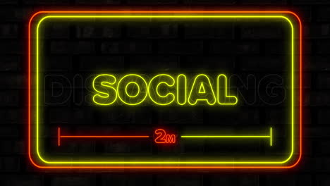 Social-distancing-neon-text-against-black-background