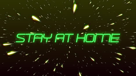 Animation-of-words-Stay-At-Home-written-in-green-neon-letters-over-shiny-points-floating