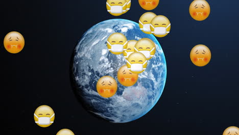 Krankes-Emoji-über-Dem-Planeten-Erde.