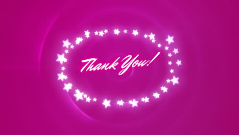 Animation-of-thank-you-text-in-star-fairy-lights-forming-oval-frame-on-pulsating-pink-circles