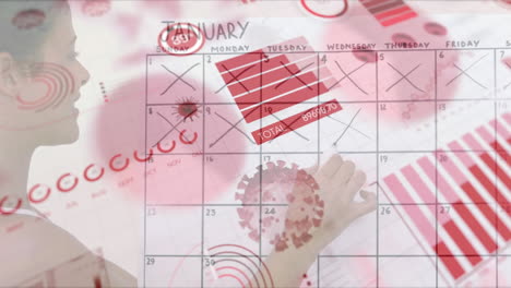 Coronavirus-digital-interface-against-woman-marking-on-Calendar