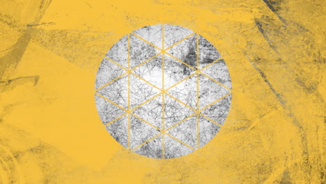 Geometrical-circle-shape-design-against-textured-yellow-background