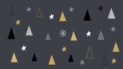 Múltiples-árboles-De-Navidad-Y-Estrellas-Sobre-Fondo-Gris.