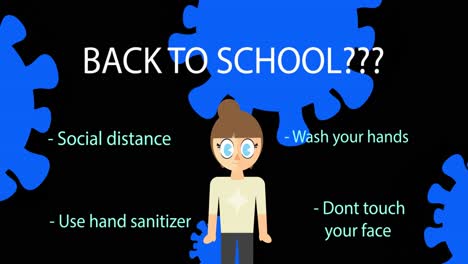 Back-to-school-text-and-coronavirus-concept-texts-against-girl-icon-on-black-background