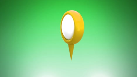 Animation-of-yellow-location-pin-bouncing-on-green-background