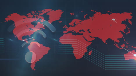 Icono-De-Wifi-Y-Red-De-Conexiones-Sobre-El-Mapa-Mundial-Sobre-Fondo-Azul.