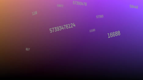 Digital-animation-of-multiple-changing-numbers-floating-against-purple-and-orange-gradient-backgroun