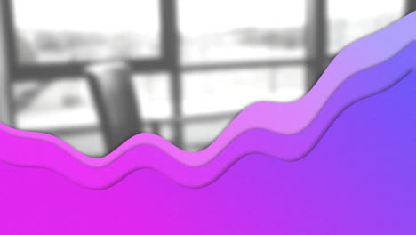 Animation-of-purple-wave-over-laptop-on-desk