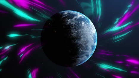 Animation-of-glowing-light-trails-over-planet-earth