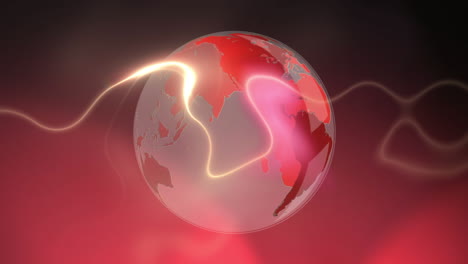 Animation-Eines-Sich-Drehenden-Globus-Und-Leuchtender-Lichtspuren