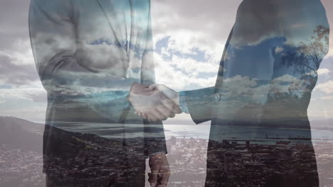 Animation-of-business-handshake-and-clouds