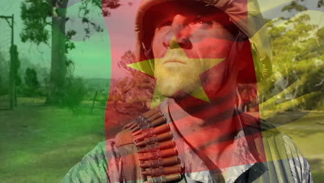 Animation-of-soldiers-with-waving-cameroonian-flag