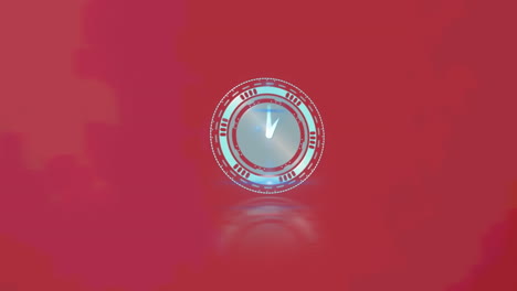 Animation-of-clock-moving-fast-on-red-background