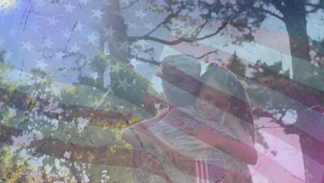 Animation-Eines-Soldaten-Mit-Tochter-über-Der-Amerikanischen-Flagge