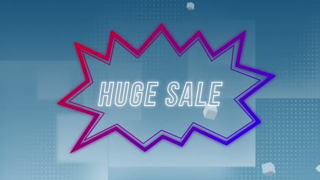 Animation-of-huge-sale-text-in-retro-speech-bubble
