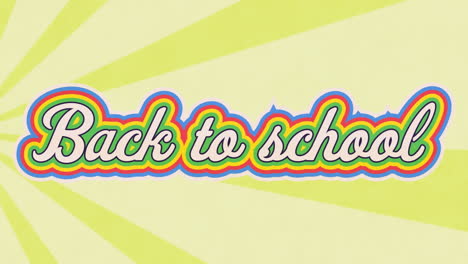 Animation-of-back-to-school-text-in-colourful-letters-on-yellow-background