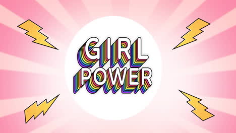 Animation-of-girl-power-text,-over-lightening