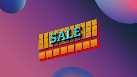 Animation-of-sale-text-over-squares-and-retro-background