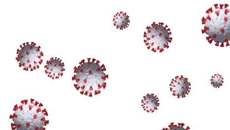 Digital-animation-of-multiple-covid-19-cell-icons-floating-against-white-background