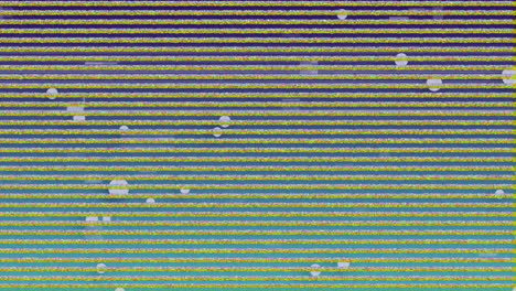 Digital-animation-of-tv-static-effect-over-multiple-face-emojis-floating-on-green-background