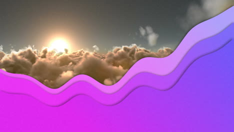 Animation-Einer-Violetten-Welle-über-Wolken-Und-Himmel